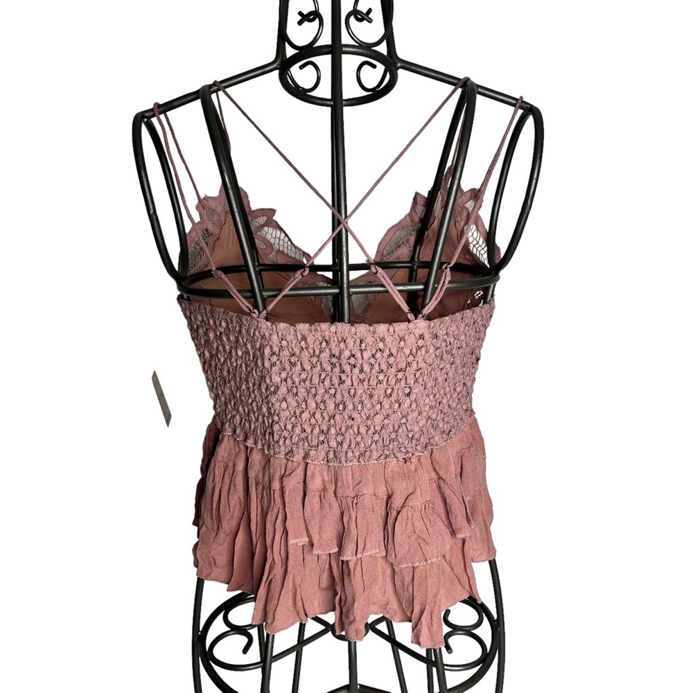 NWT Free People Adella Dusty Mauve Lace Cami Top Size Medium - Picture 9 of 9